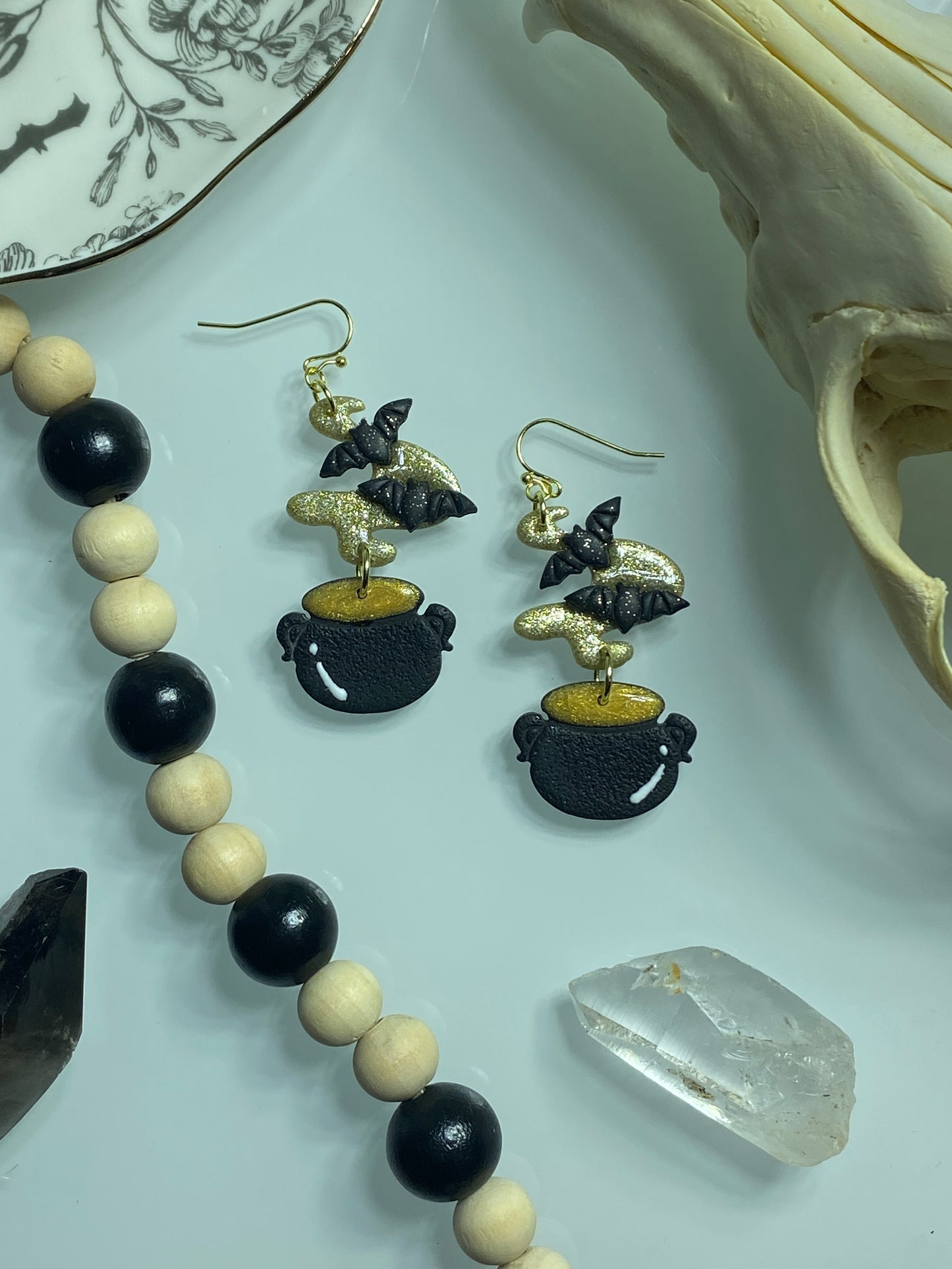 Bat Cauldron Earrings