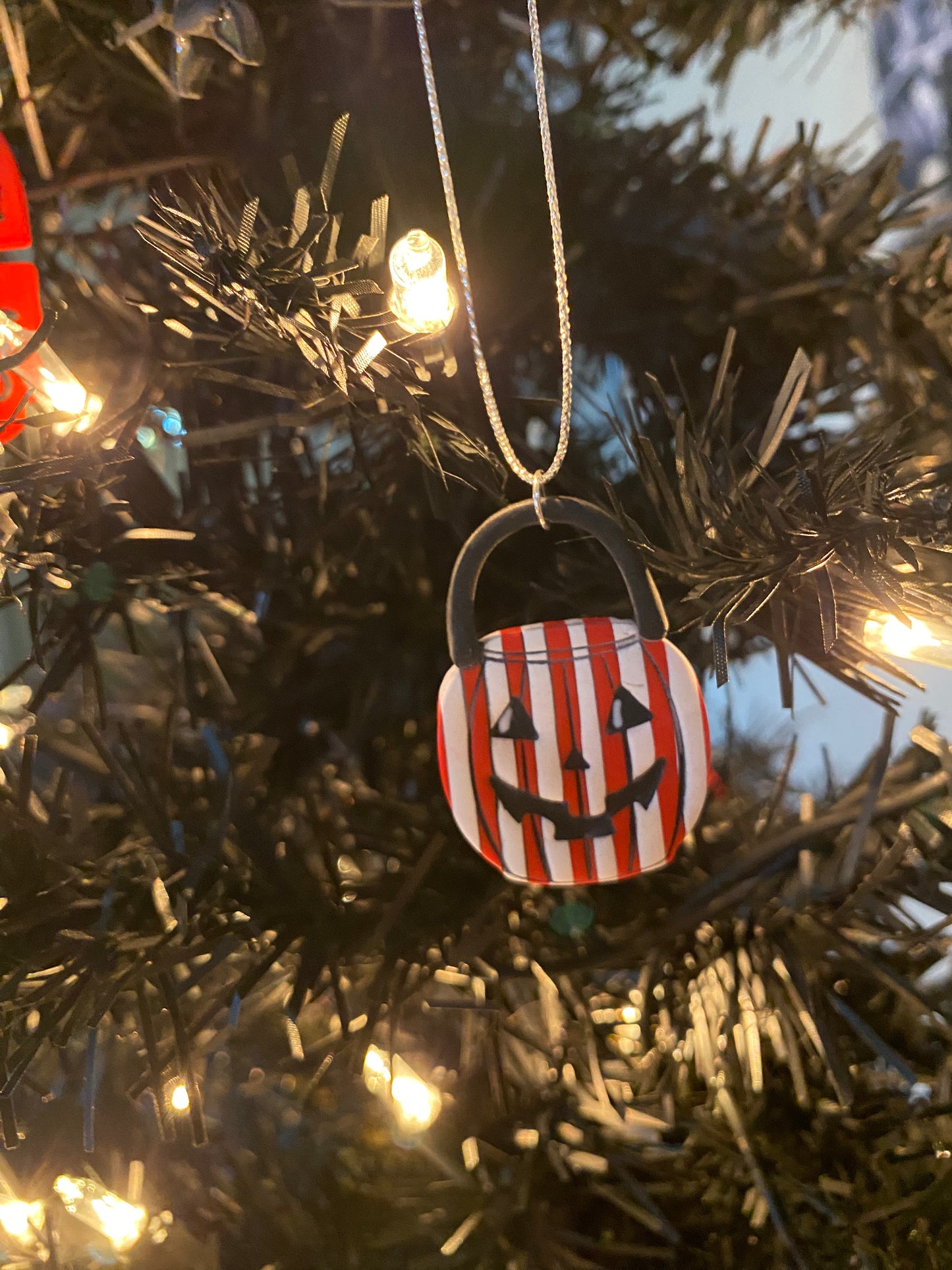 Candy Cane Jack O’ Lantern Ornament