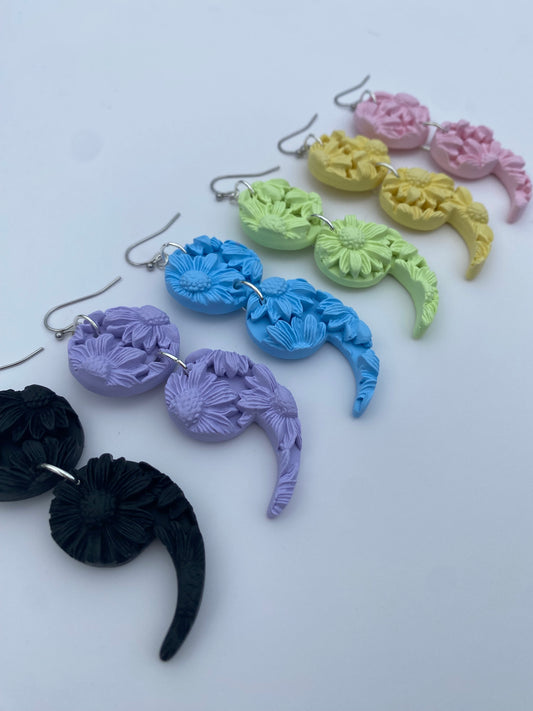 Monochromatic Sunflower Semicolon Earrings