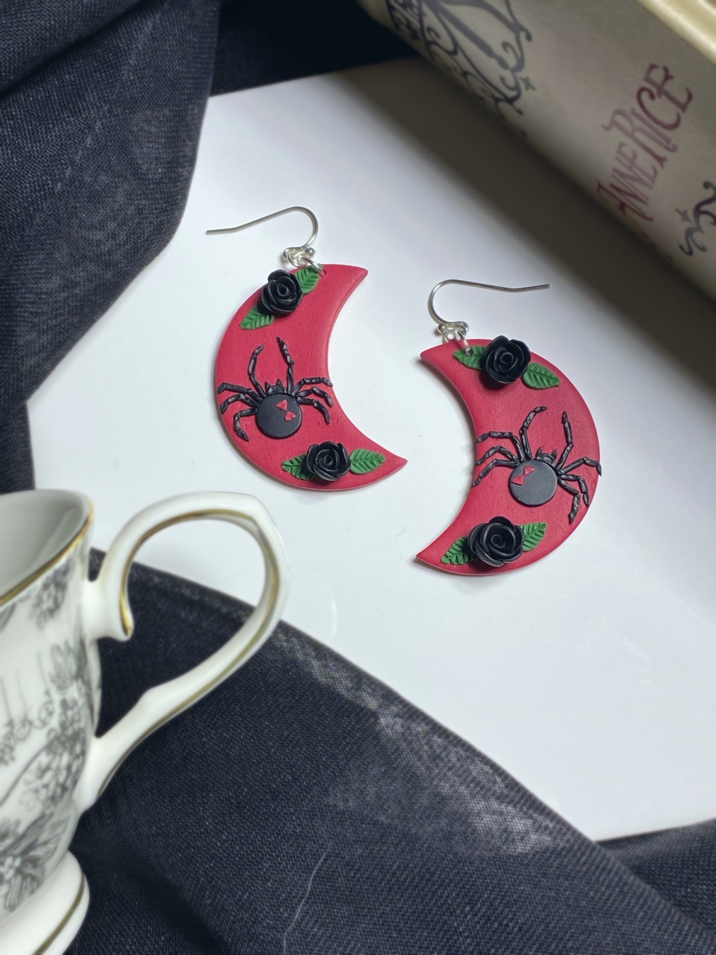Black Widow Moon Earrings