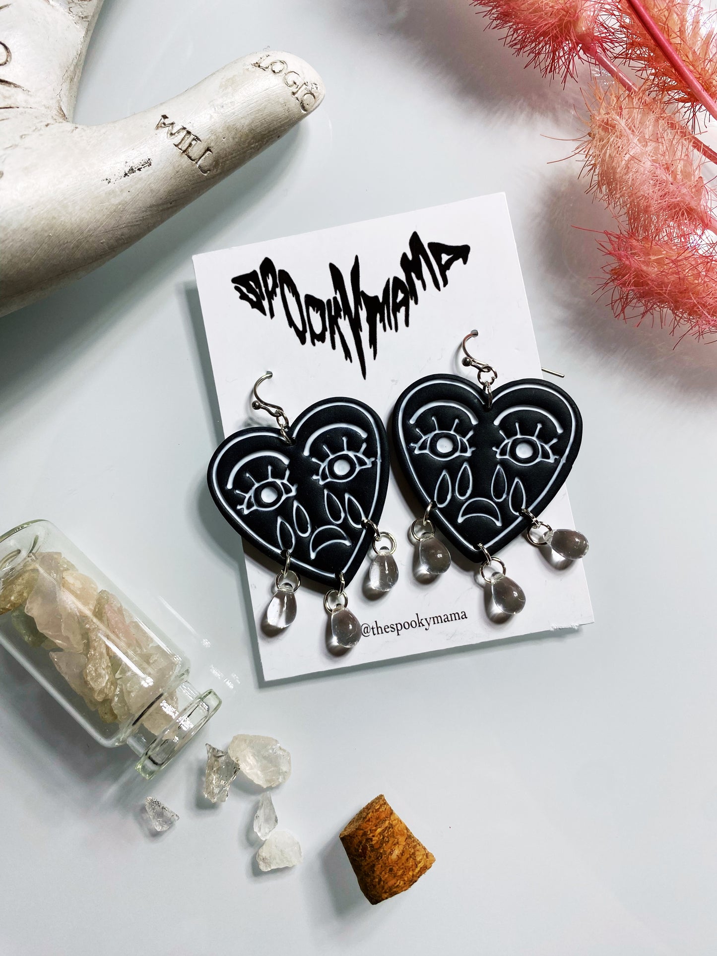 Black Crying Hearts Earrings
