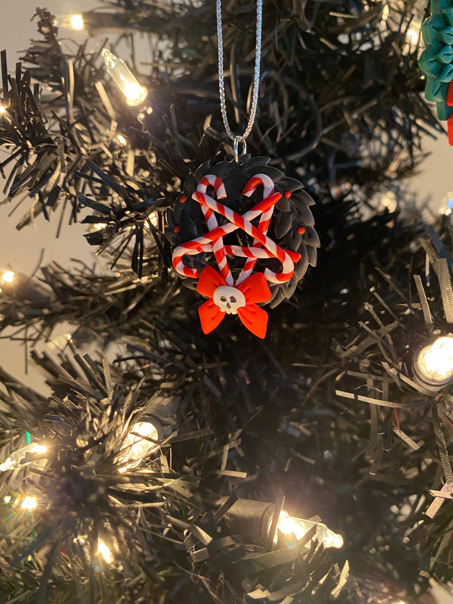 Candy Cane Pentacle Wreath Ornament