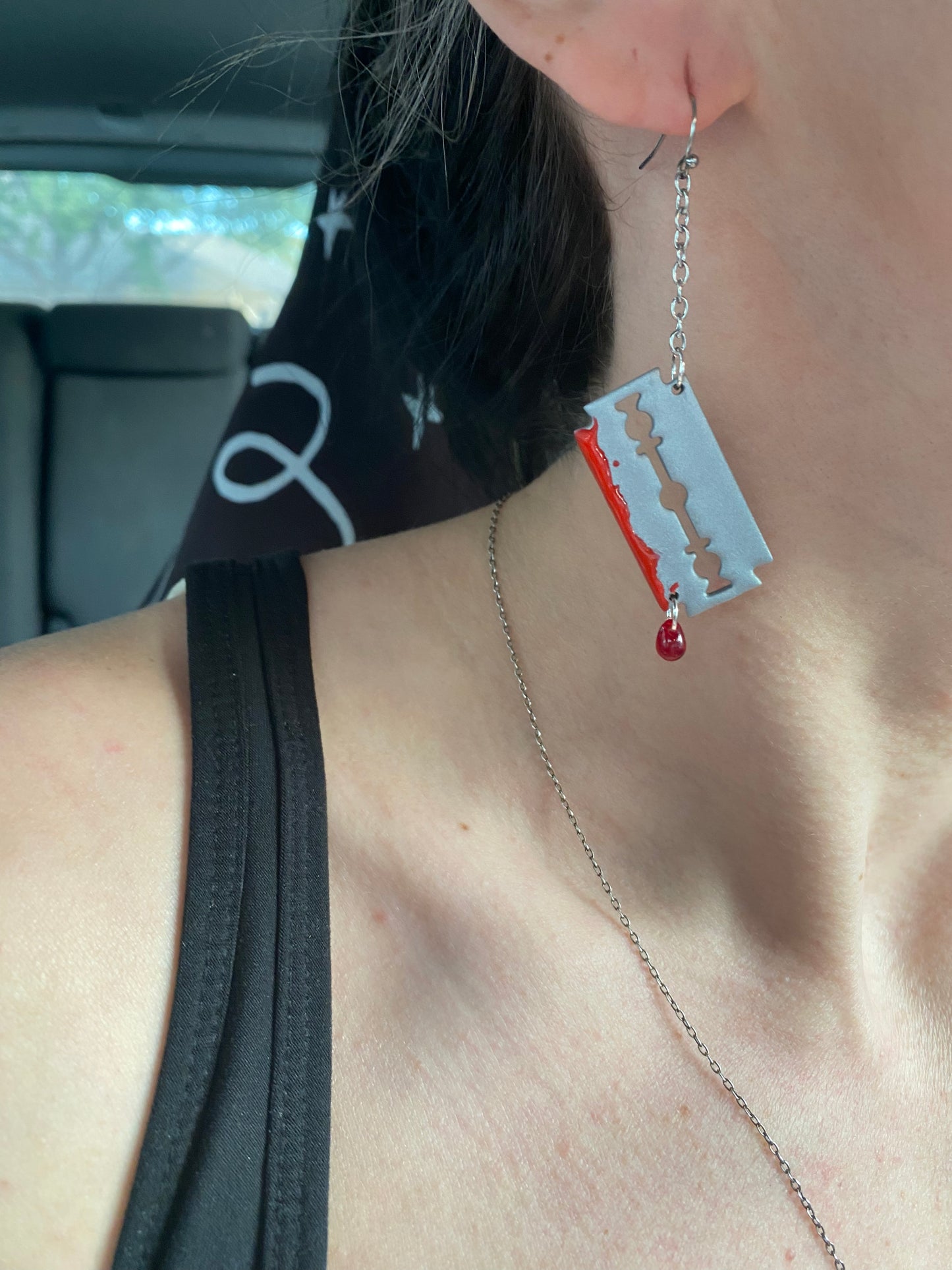 Bloody Razor Blade Earrings