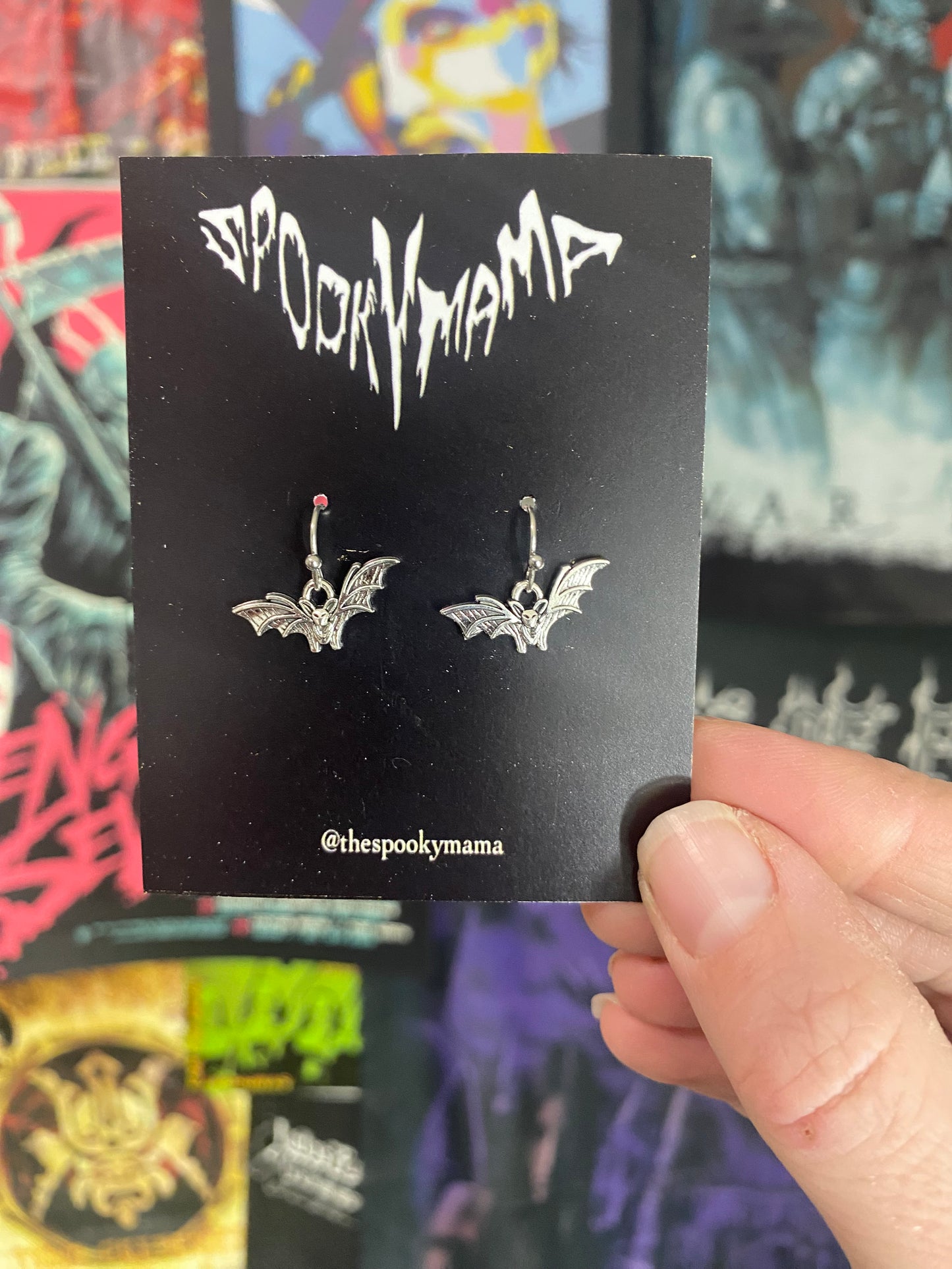 Silver Mini Bat Earrings
