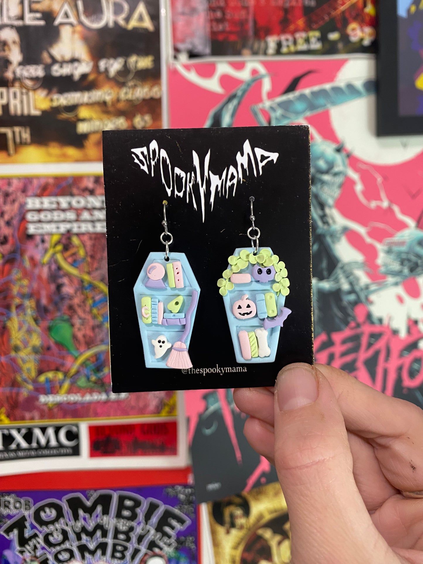 Pastel Coffin Bookshelf Earrings