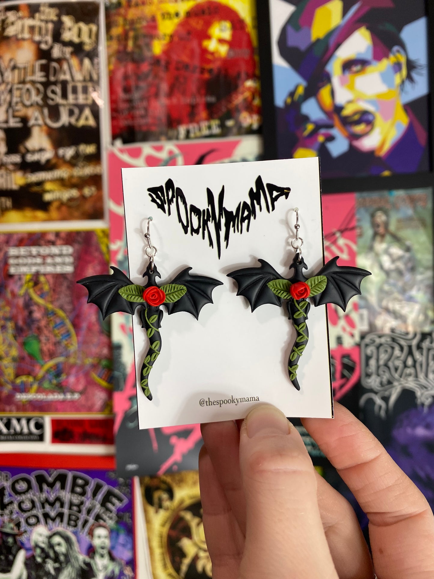 Rose Garden Dragon Earrings / Necklace