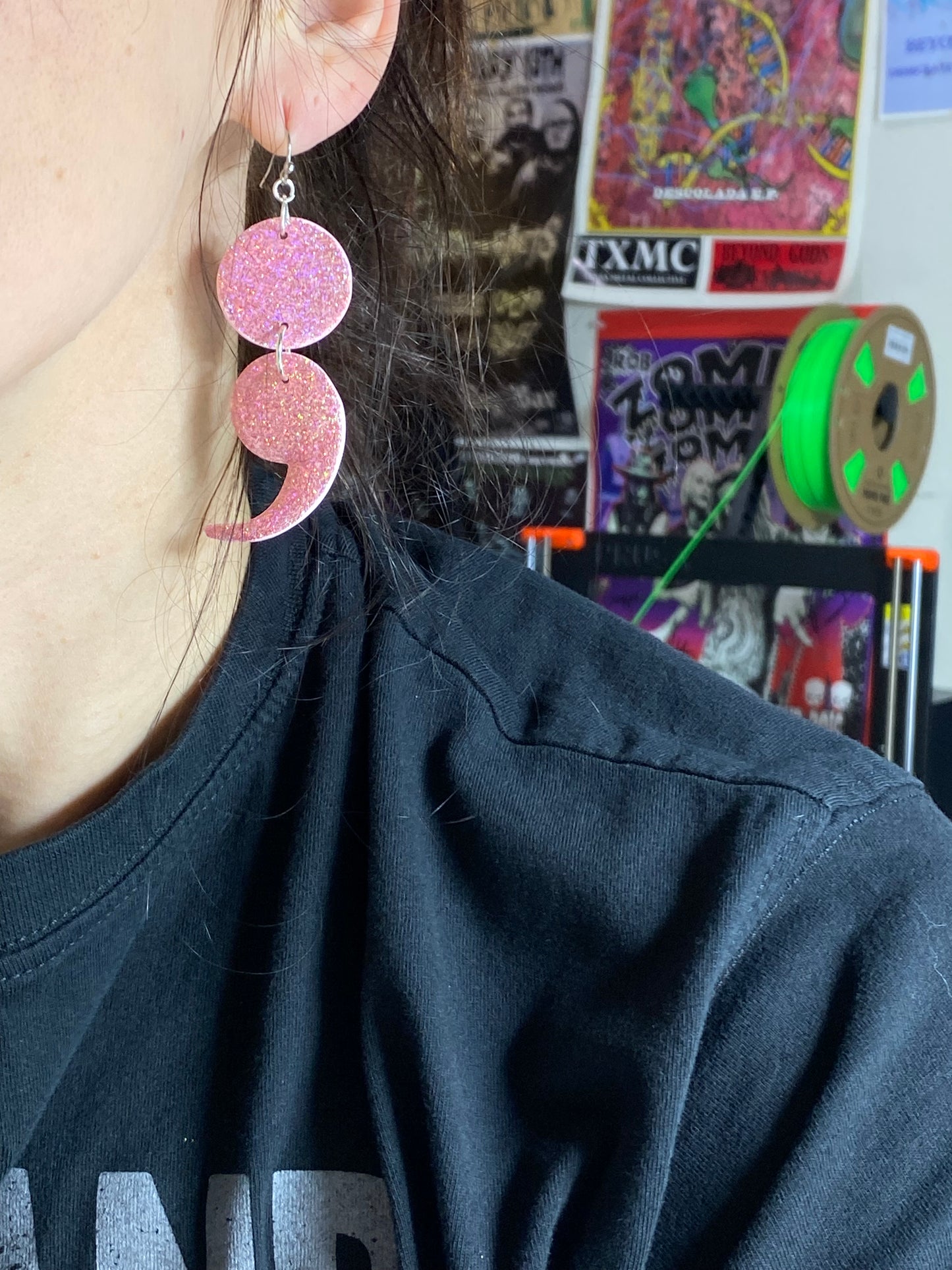 Large Glitter Semicolon Earrings