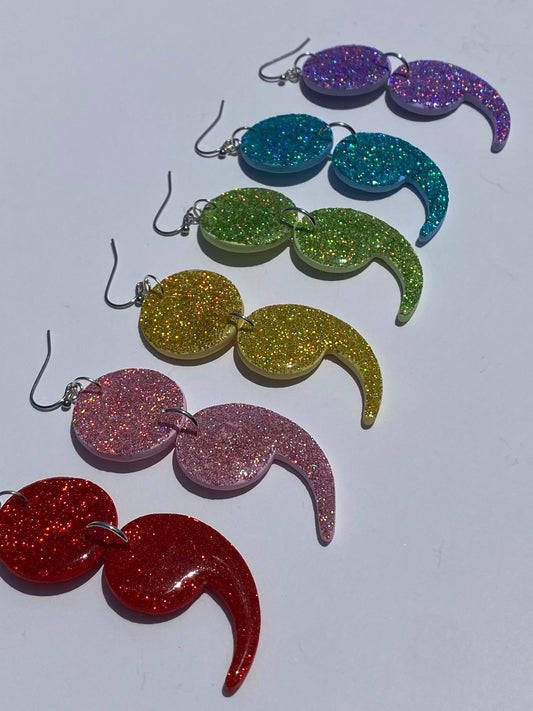 Large Glitter Semicolon Earrings