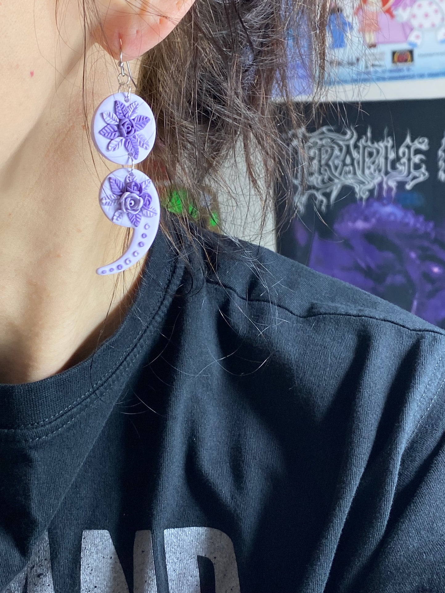 Two-Tone Floral Semicolon Earrings