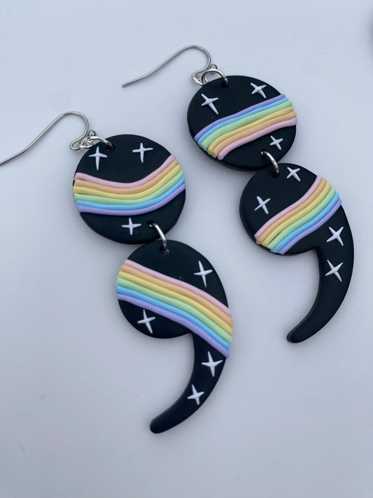 Rainbow Galaxy Semicolon Earrings