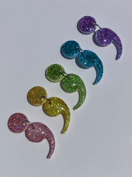 Small Glitter Semicolon Stud Earrings