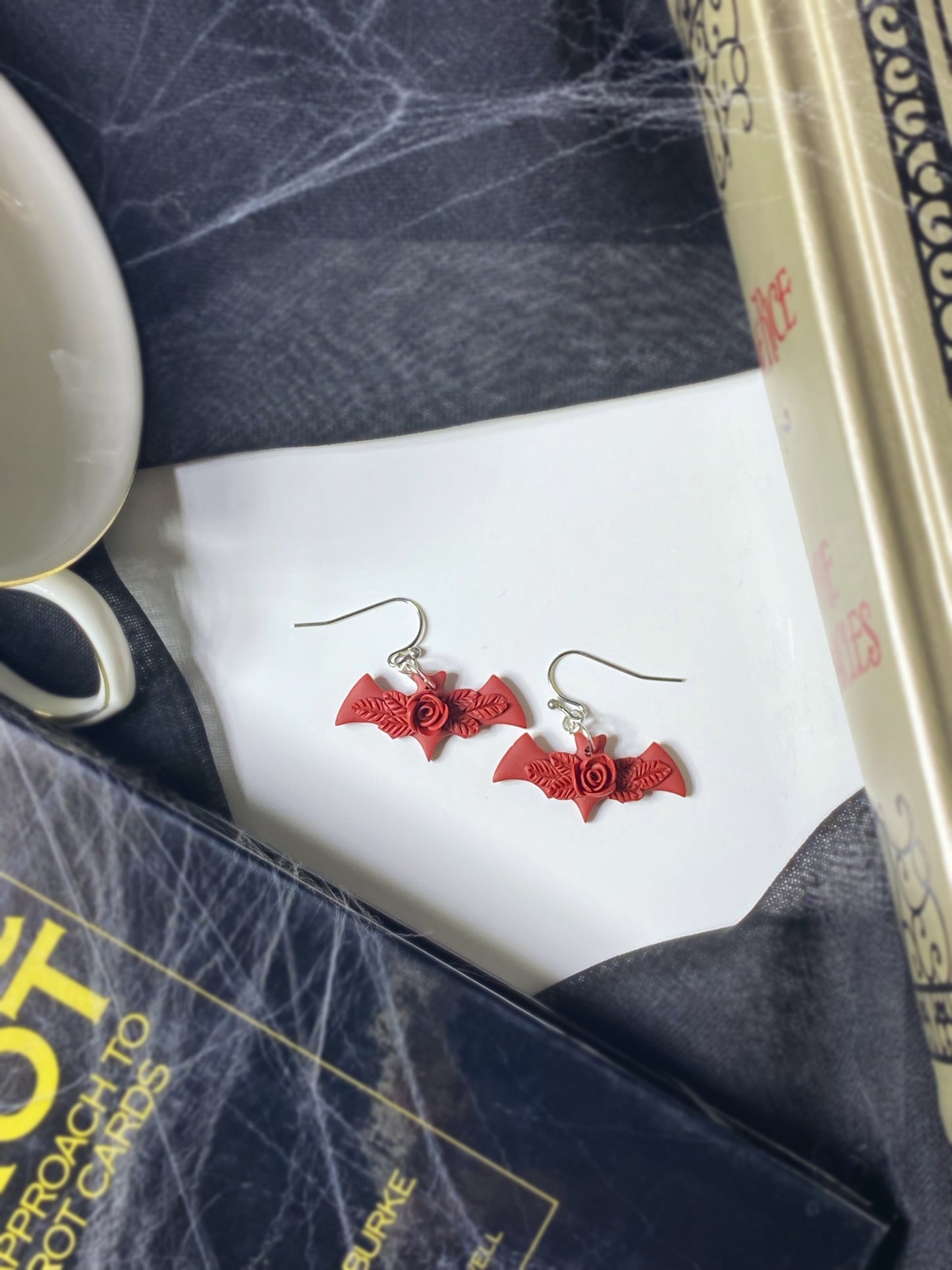 Floral Bat Earrings