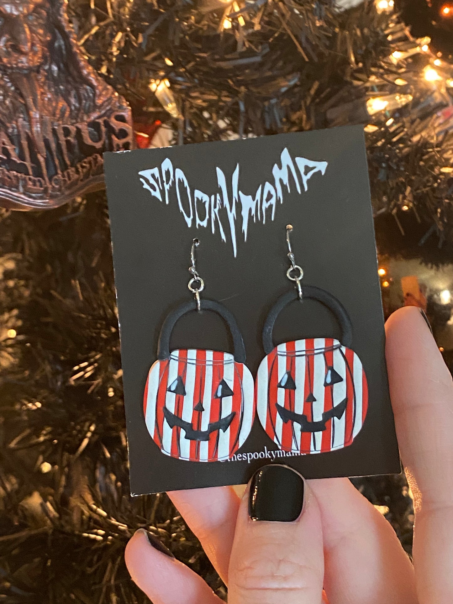 Candy Cane Jack o’ Lantern Earrings