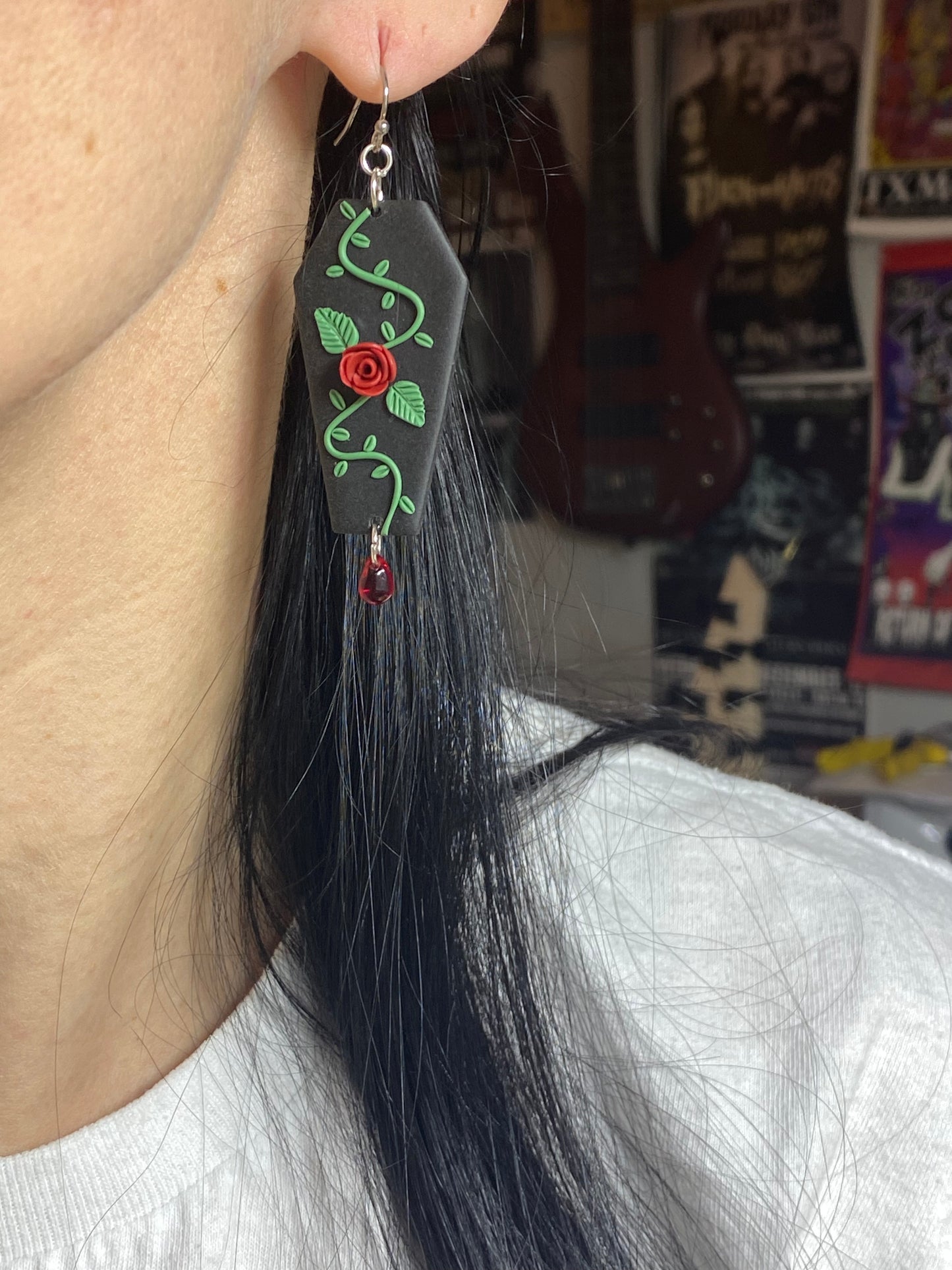 Rose Coffin Earrings