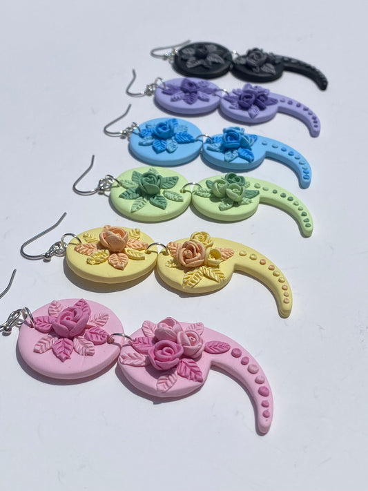 Two-Tone Floral Semicolon Earrings