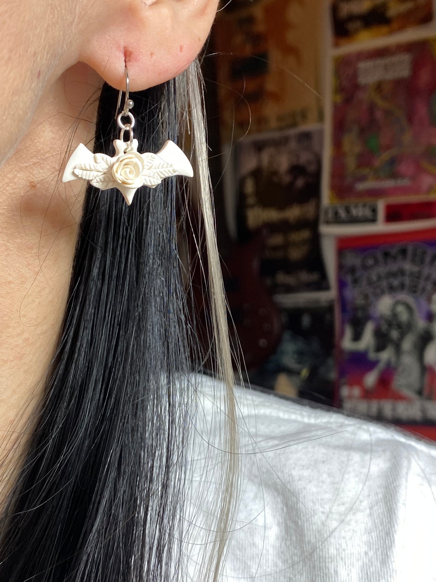 Floral Bat Earrings