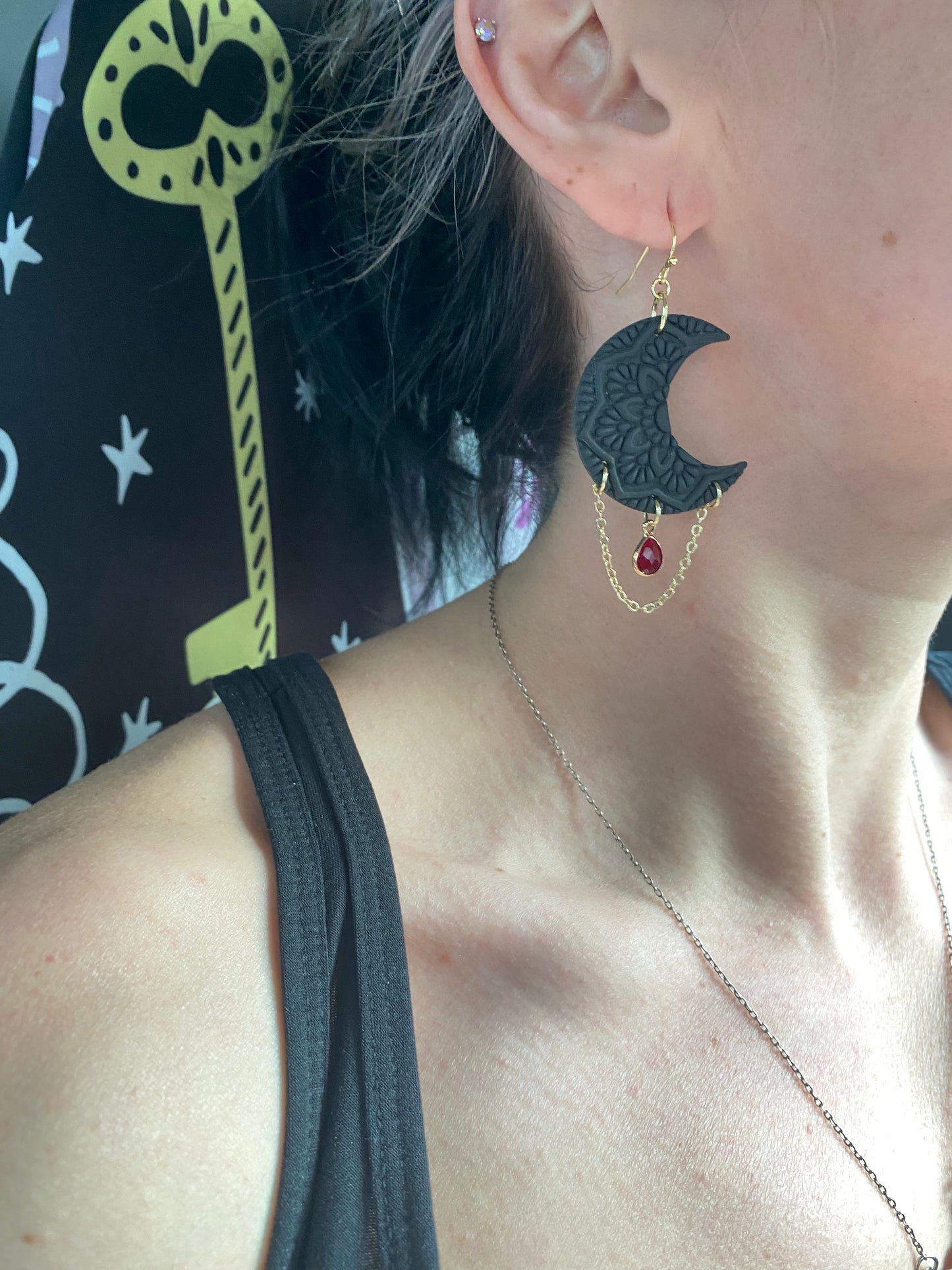 Chained Moon Earrings