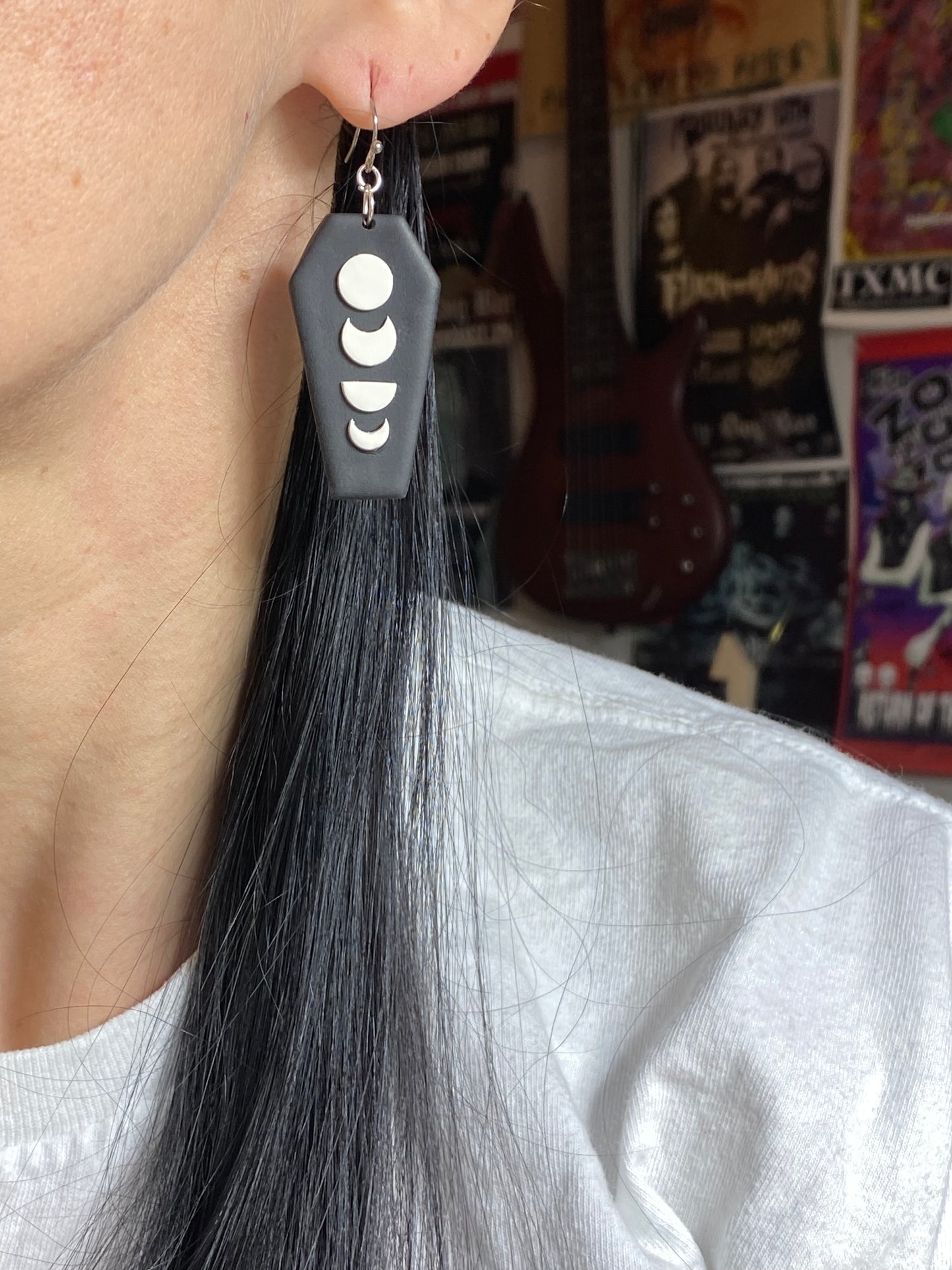 Moon Phase Coffin Earrings