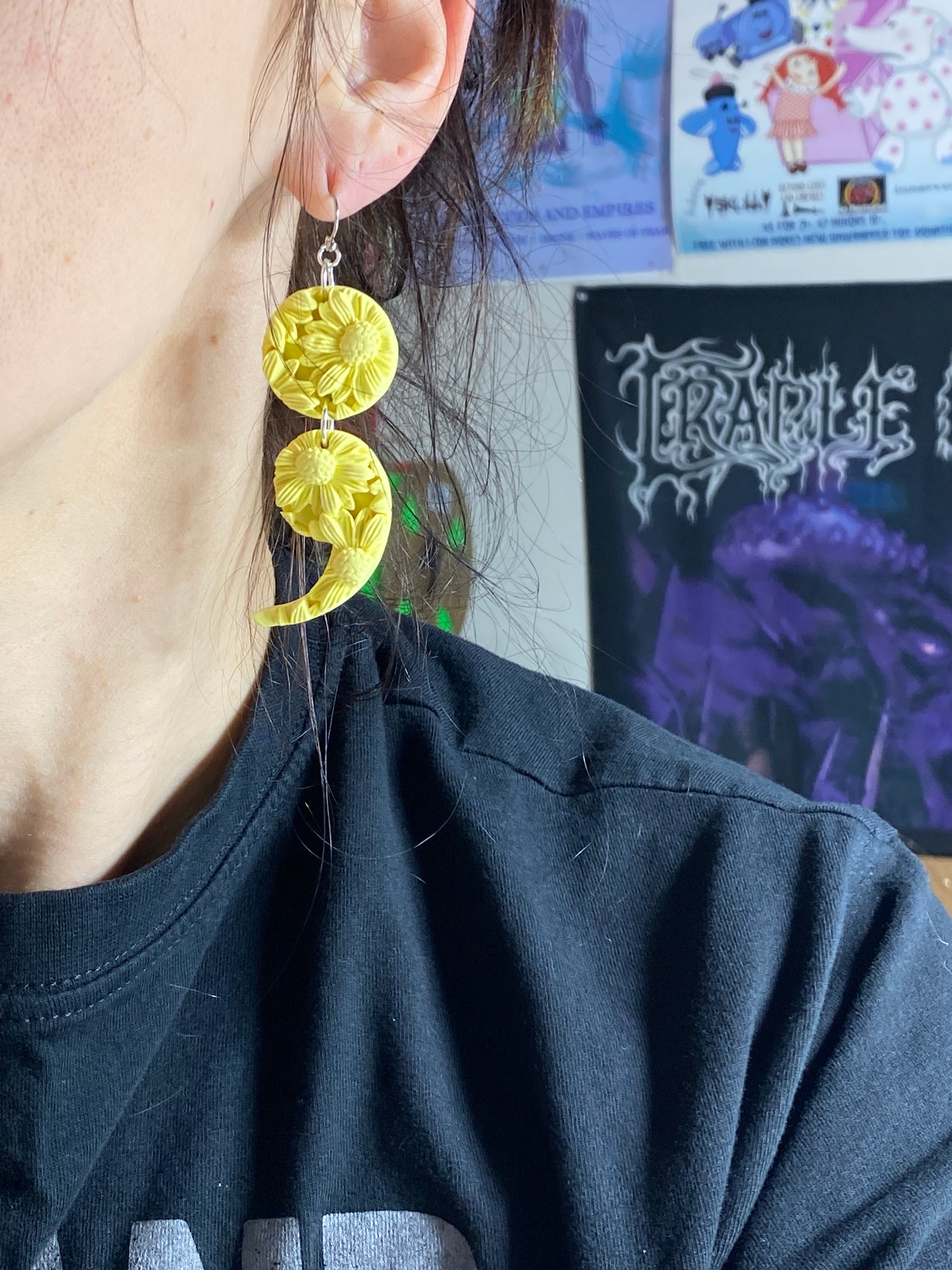 Monochromatic Sunflower Semicolon Earrings