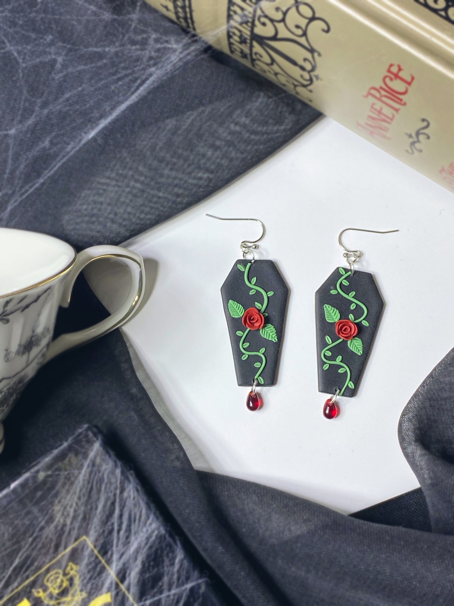 Rose Coffin Earrings