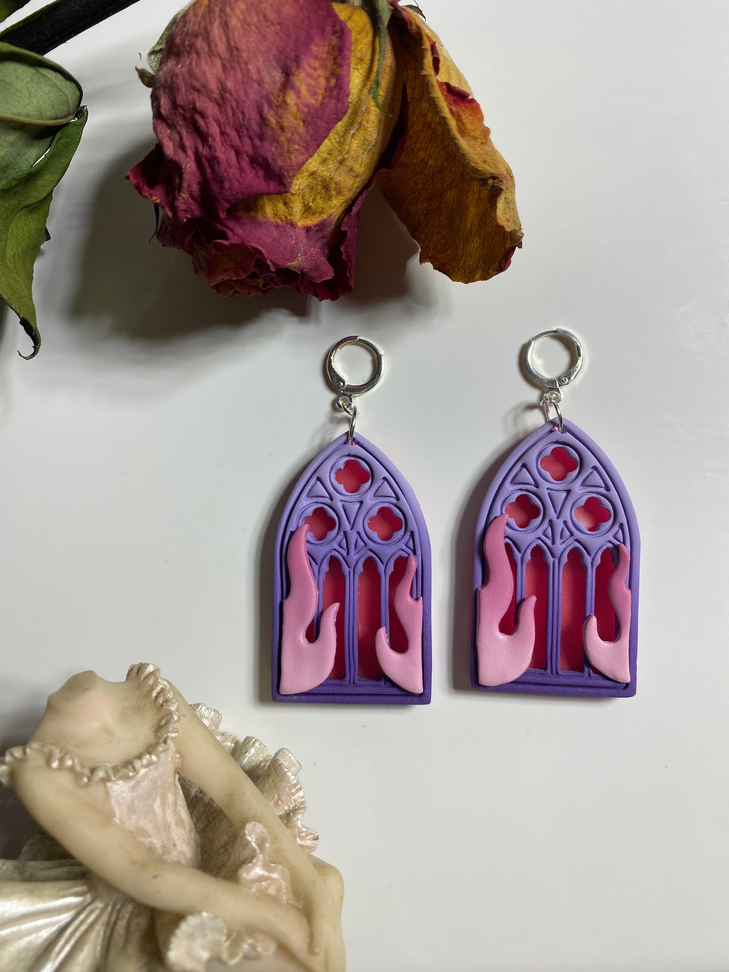 Pastel Cathedral Window Earrings & Necklace