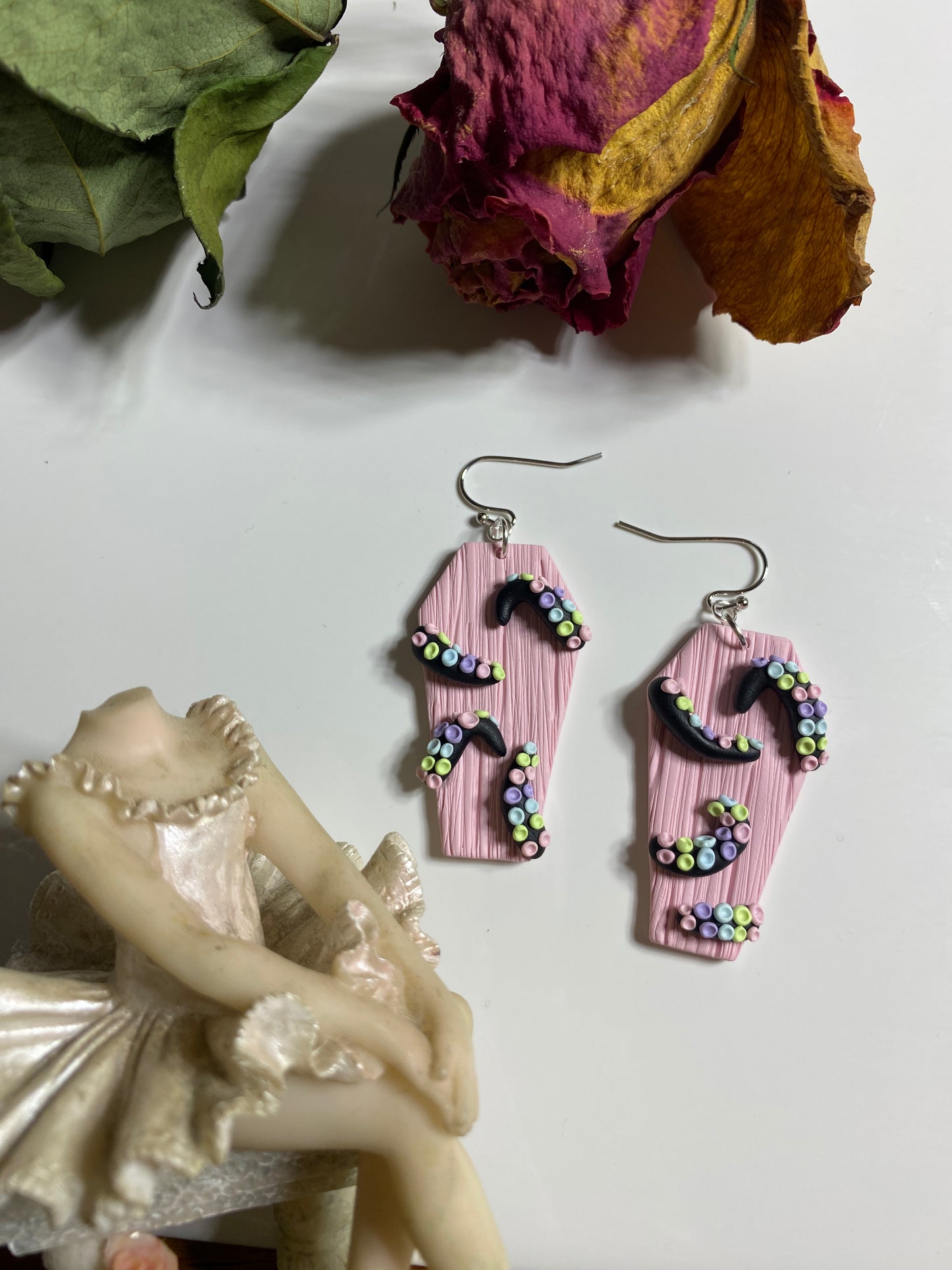Pastel Octopus Coffin Earrings