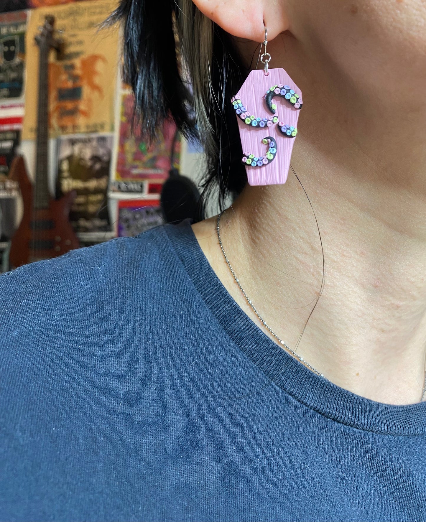 Pastel Octopus Coffin Earrings