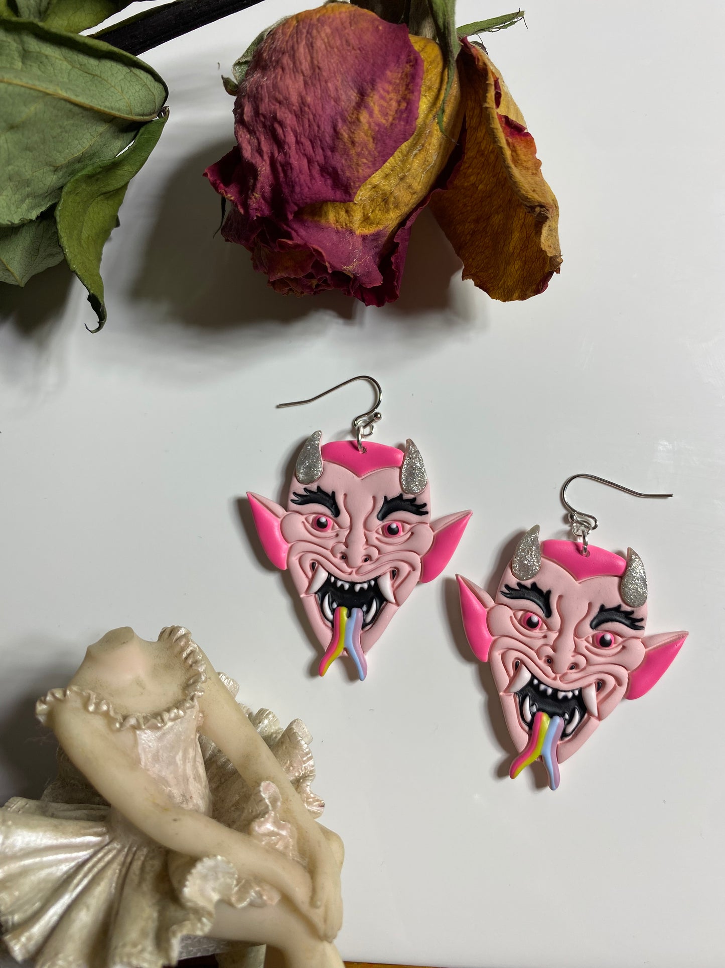 Pastel Devil Earrings & Necklace