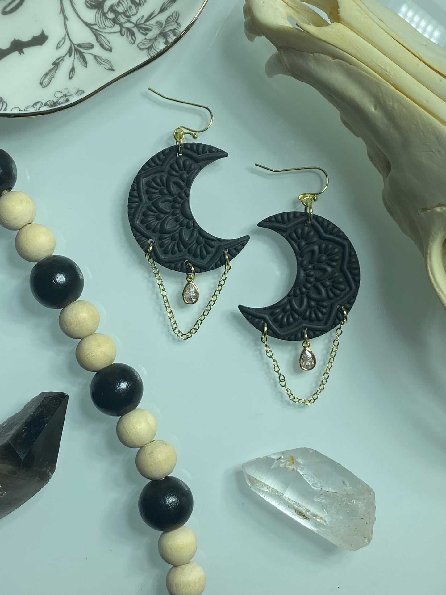Chained Moon Earrings