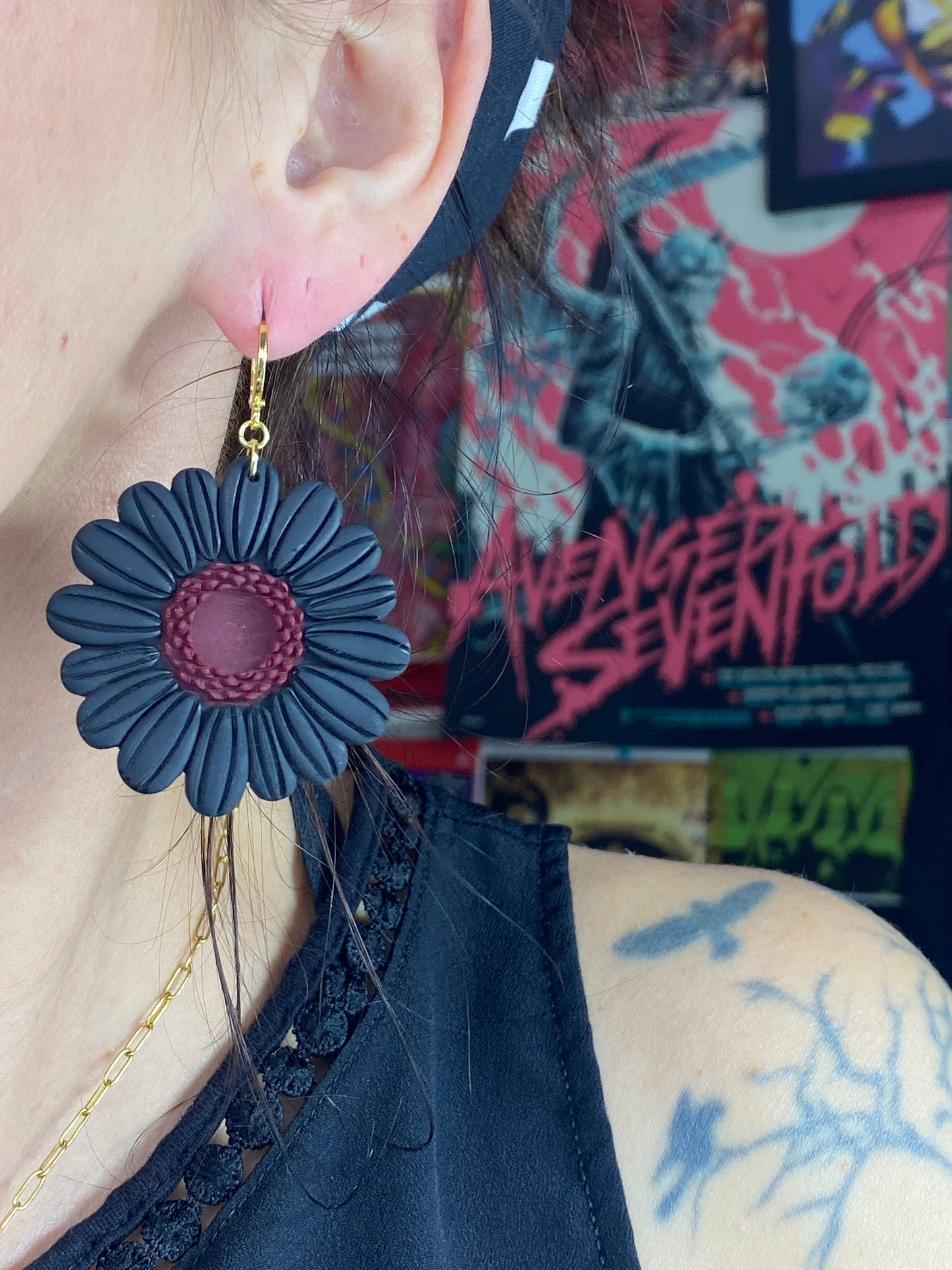 MTO Dark and Moody Daisy Earrings