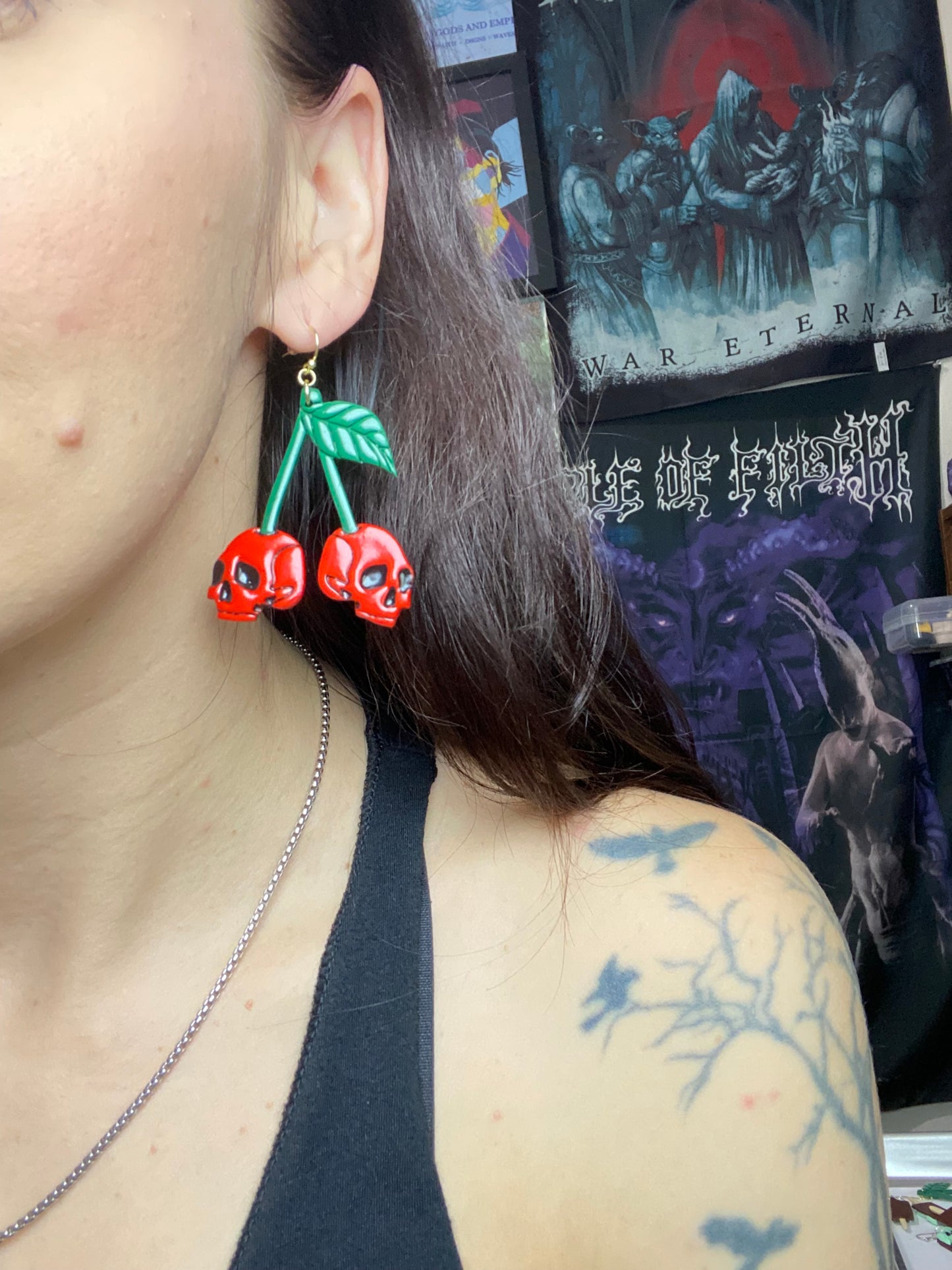 Cherry Skull Earrings