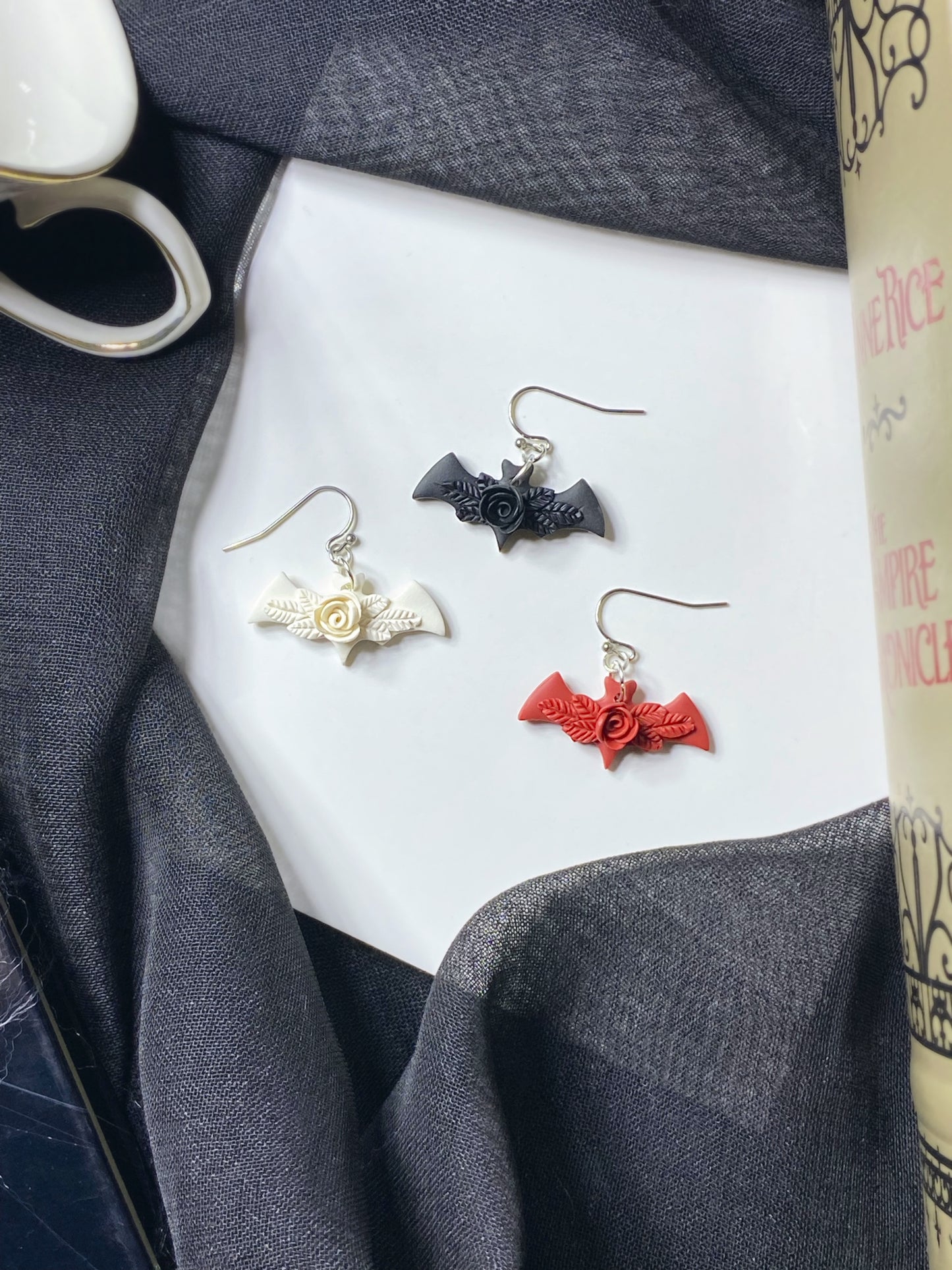 Floral Bat Earrings