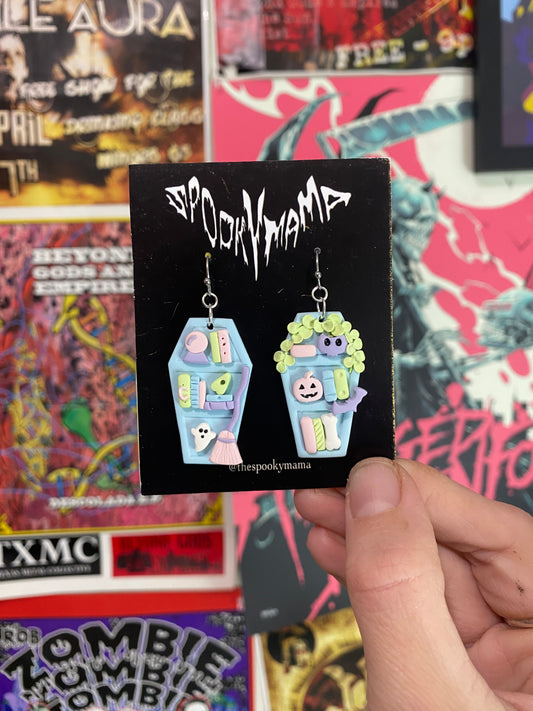 Pastel Coffin Bookshelf Earrings