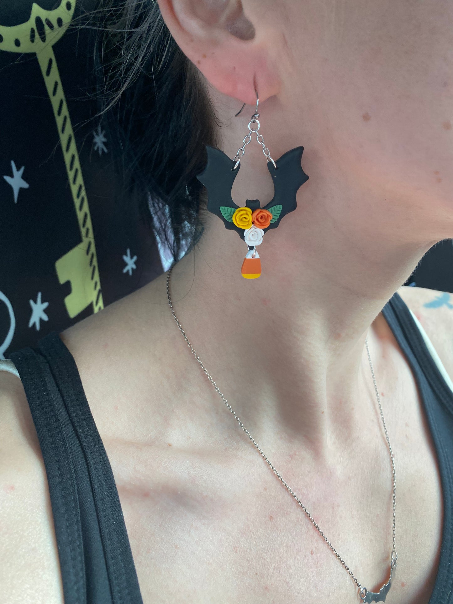 Candy Corn Bat Earrings