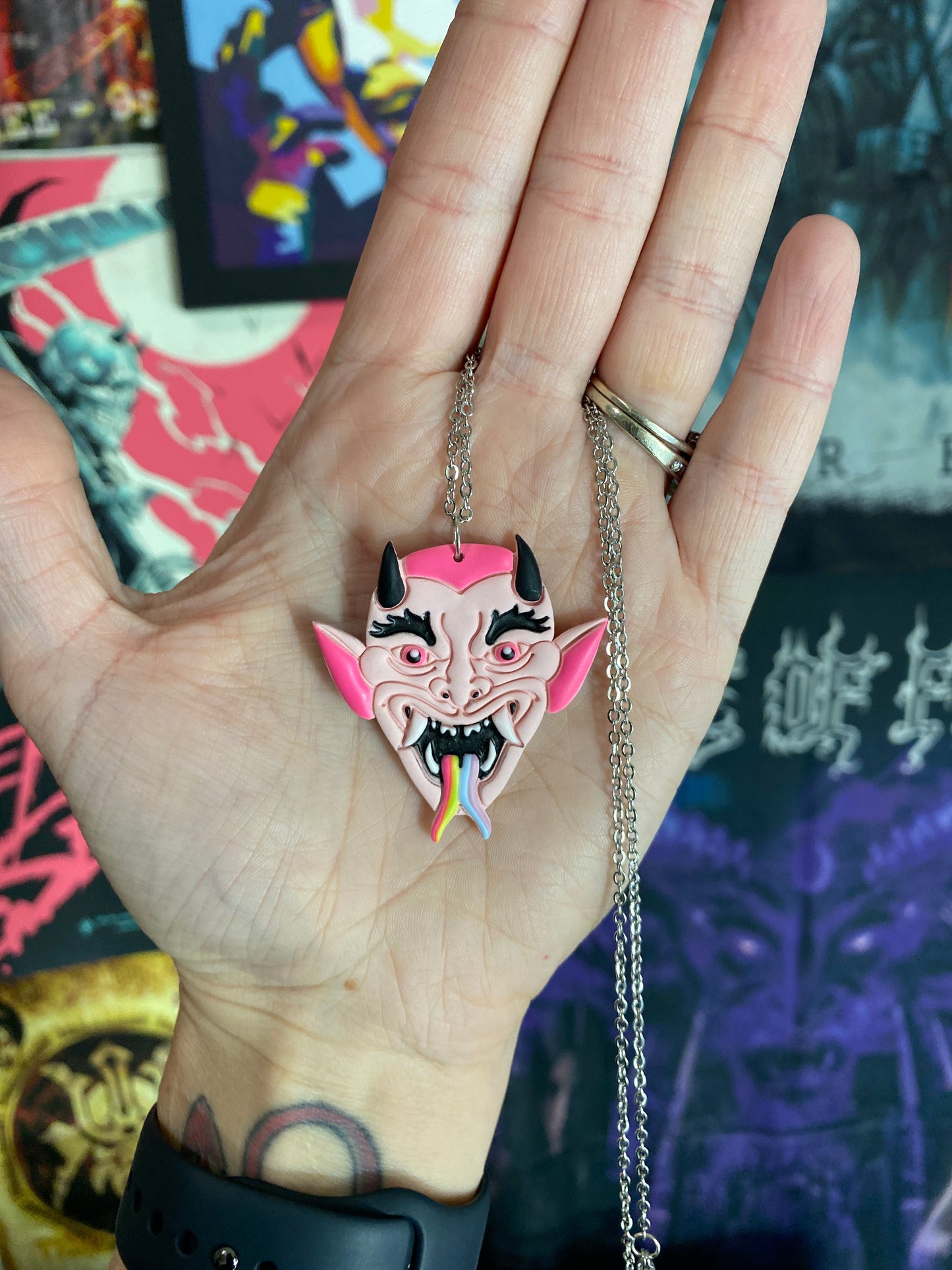 Pastel Devil Earrings & Necklace