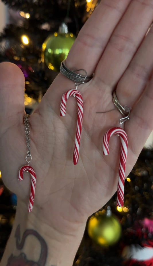 Candy Cane Earrings and Necklace