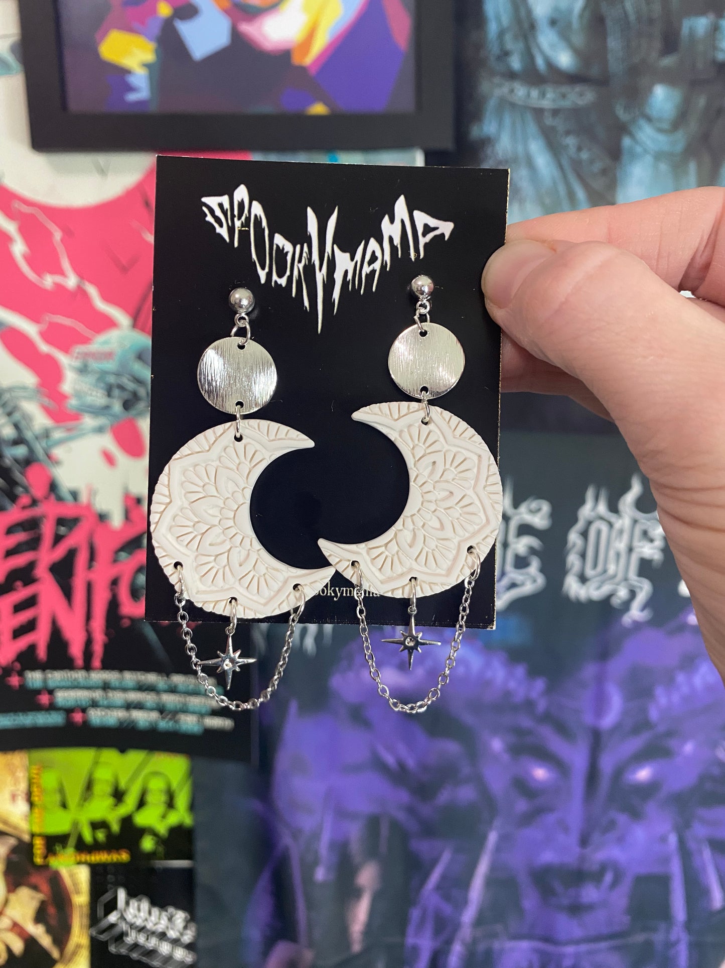 Chained Moon Earrings